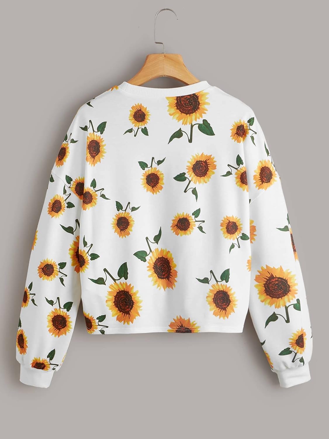 Winter Fleece Fabric Sunflowers Printed Sweatshirt For Women