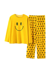 Yellow Smiley Printed Night Suit