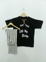 Black Let Me sleep Printed  Night Suit