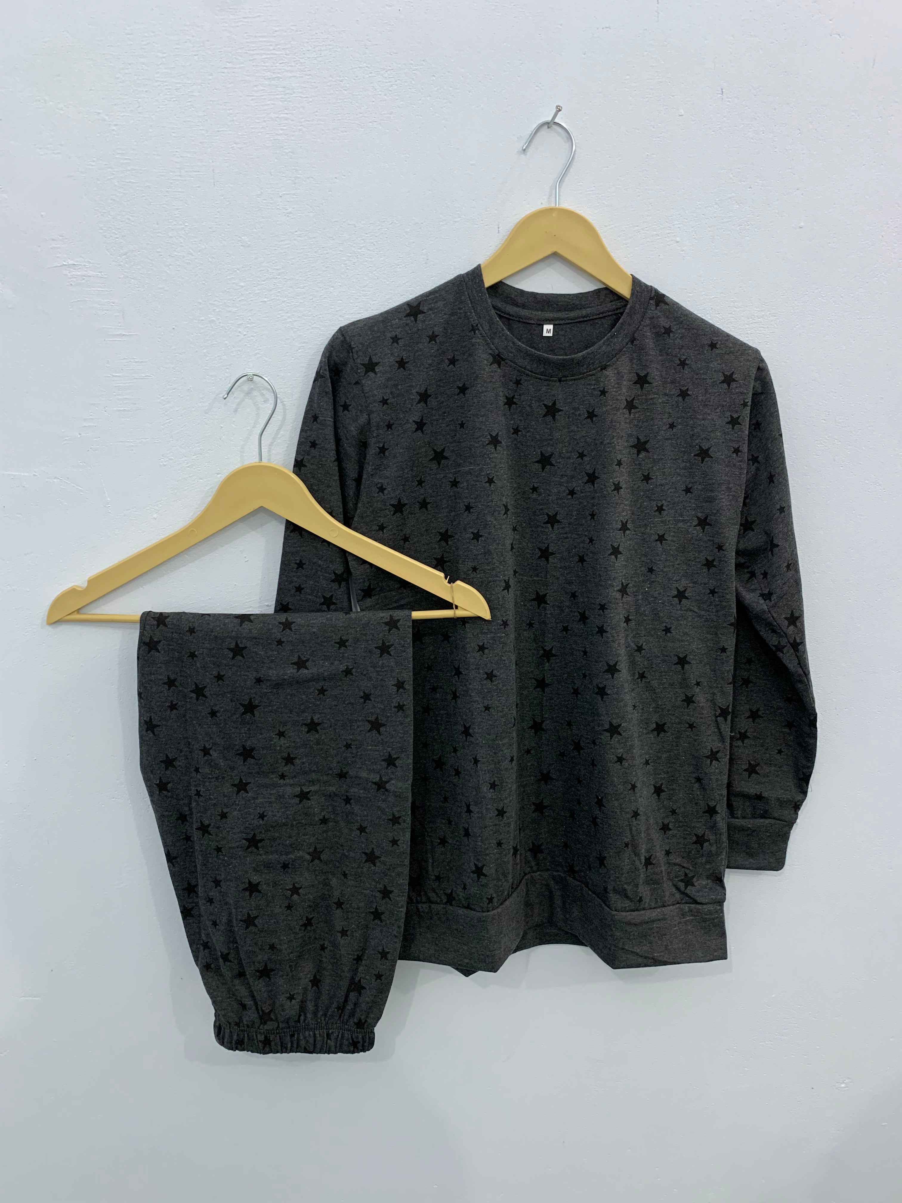 Charcoal Star Printed Night Suit