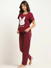 Stay Cute Printed Night Suit