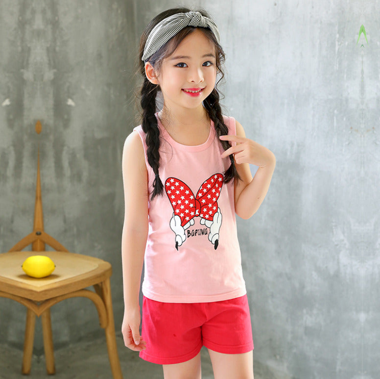 Pink Butterfly Sleeveless Kids Suit (Each)