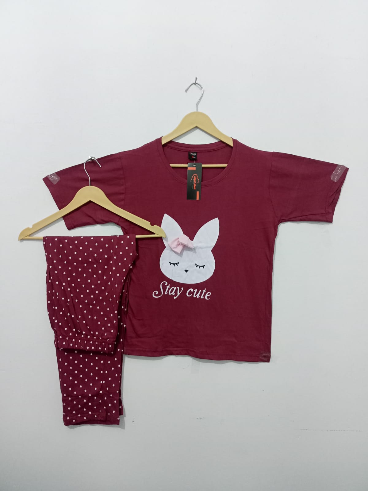 Stay Cute Printed Night Suit