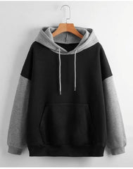 Black With Grey Basic Hoodie