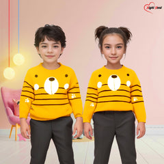 Fleece Fabric Yellow Bear Printed Kids Sweatshirt (Each)