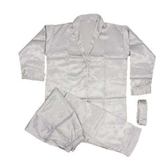 Grey Long Belted Silk Pj Set