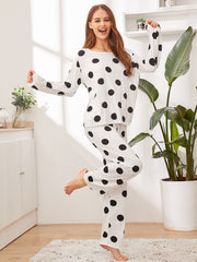 Black and White Doted Printed Night Suit