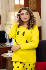 Yellow Smiley Printed Night Suit