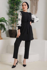 Winter Fleece Fabric Frock Style Printed Long Sleeves 2 Pieces Co-Ord Sets For Women